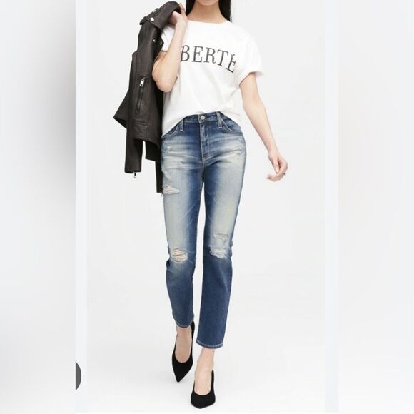 AG Adriano Goldschmied Isabelle High rise Crop Jeans - Picture 1 of 9